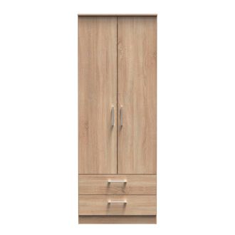 Welcome Furniture Denver Ready Assembled Wardrobe with 2 Doors and 2 Drawers - Oak - Welcome Furniture | TJ Hughes