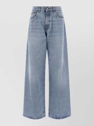 Giuseppe Di Morabito crystal denim trousers wide leg design