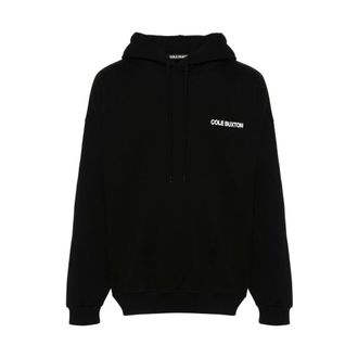 Cole Buxton Hoodies, male, Black, Size: 2XL Black/White Logo Print Hoodie Sweatshirt