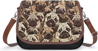 Generic Pugs Portrait Crossbody Bags for Women Shoulder Messenger Bag Purse Handbags