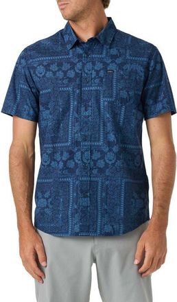 O'Neill Terrace Print Short Sleeve Button-Up Shirt in Navy at Nordstrom, Size Xx-Large