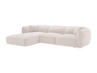 Vente-Unique Divano Letto Angolare Angolo A Sinistra 5 Posti In Tessuto Ciniglia Beige Di Maison C&eacute;phy Camilio