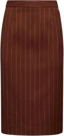 Silvian Heach Rok met dunne strepen - Dames - Midirokken - Bruin - S - Polyester - Rokken