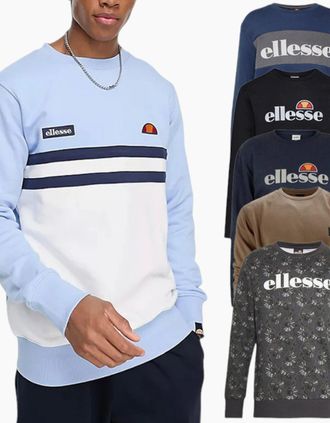 Ellesse Mens ELLESSE Mens Sweatshirts Crew Neck Long Sleeve Heavy Warm Pullover Winter Jumper - White - Size: 36