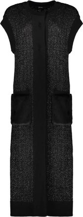 Herno Lange Mouwloze Cardigan - Dames - Vesten - Zwart - M - Katoen - Truien & Vesten