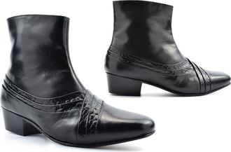 Generic Mens Cuban Heel Boots Mens Leather Boots Size 6 Ankle Boot Size 9 Formal Boot Cuban Heels Zip Fastening Approx. 4.5 cm Heel Sizes 6-11 Black 10 UK