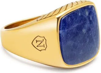 Nialaya Anello con sigillo in dumortierite - Oro