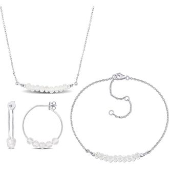 Delmar White Topaz Beaded Earrings, Bracelet & Necklace Set at Nordstrom Rack
