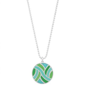 Jessica Elliot Womens Large Round Enameled swirl Pendant Necklace In Sterling/turquoise