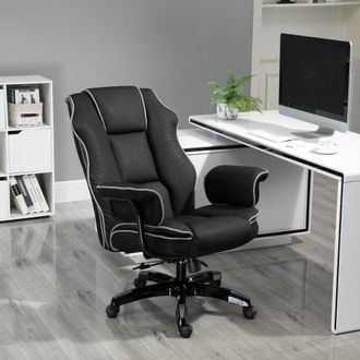 Vinsetto Piped PU Leather Office Chair High-Back Computer Office Gaming Chair in Black