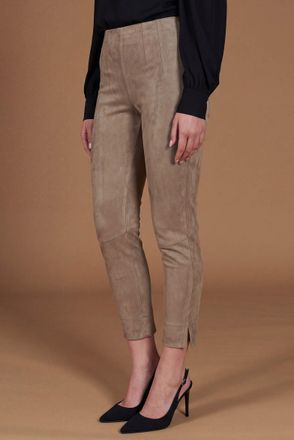 D'Arienzo Leggings in pelle scamosciata elasticizzata color fango DArienzo, Seleziona Taglia M, Colore Beige