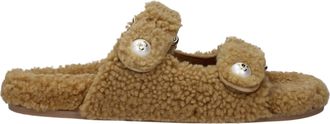 Jimmy Choo London Womens Shearling Buckle Sandals - Tan Textile - Size EU 40