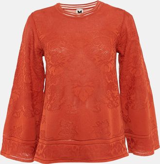 M Missoni Burnt Orange Floral Knit Long Sleeve Top