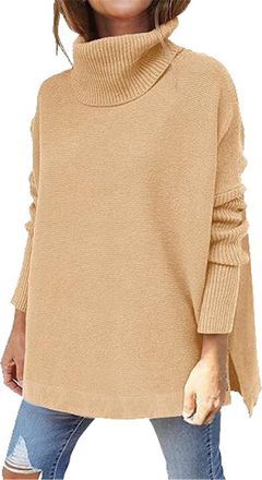 Generic Today Deals of The Day Clearance Tunic Sweatshirt for Women Womens Sweaters Turtleneck Batwing Sleeve Loose Oversized Sweaters Chunky Knitted Pullover