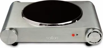Salton Single Stainless Steel Infrared Portable Electric Cooktop with Variable Tempertature Control, Perfect for Entertaining, 1200 Watts (HP1502)