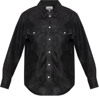 Isabel Marant Karima Shirt - Dames - Overhemden - Zwart - 2XS - Leer - Overhemden