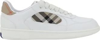 Burberry Mens Leather Sneakers White-Sand Trainers White/sand