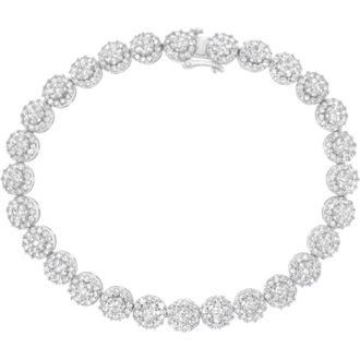House of Brilliance 14K White Gold 3-3/4 Cttw Diamond Cluster Links Tennis Bracelet at Nordstrom