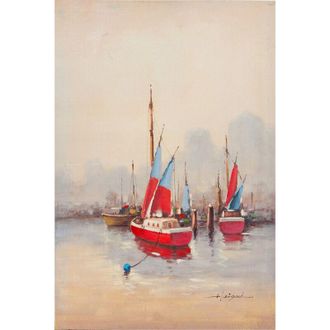 Biscottini International Biscottini - Cuadro &Oacute;leo Sobre La Tela Pintado A La Mano Barca Rossa