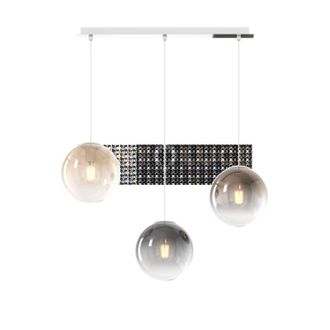Top-Light Top-light - sosp. cromo 3 luci rettangolare vetri piccoli (1 AMBRA+1 BRONZO+1 fume) 1194CR-S3 rp-mc