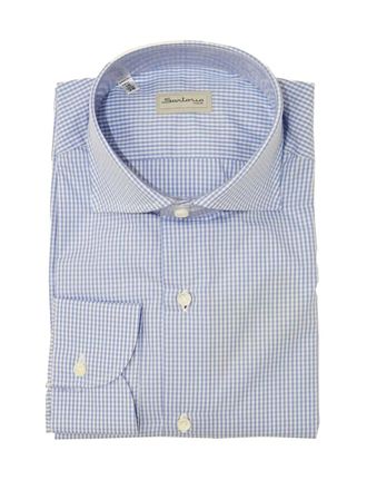 Sartorio Napoli gingham-pattern cotton shirt - Blue