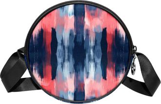 Generic Circle Crossbody Bag for Women, Wavy Stripes Small Sling Bag Daypack with Zipper Adjustable Shoulder Straps Casual Ladies Girls Round Purse