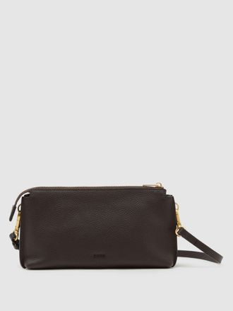 Reiss Brown Leather Double-pouch Crossbody Bag