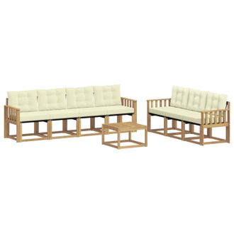 vidaXL Conjunto De Sof&aacute;s De Exterior Con Coj&iacute;n 8 Pcs Blanco Y Crema Vidaxl