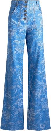 Etro Jeans met knoopsluiting en print - Blauw