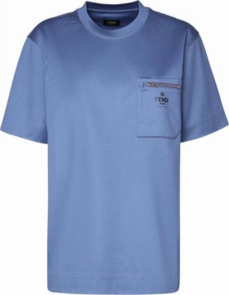 Fendi Heren, Tops, Blauw, Maat: XS Katoen