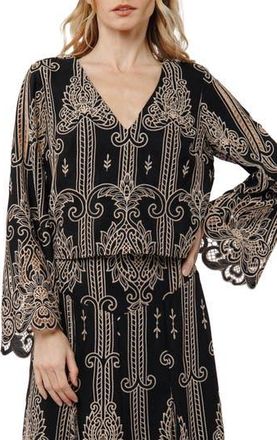 Ciebon Beck Embroidered Top in Black/Taupe at Nordstrom Rack, Size Small