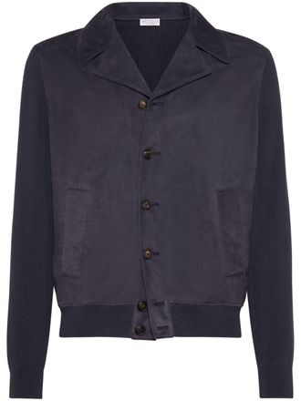 Brunello Cucinelli knit-panelled suede jacket - men - Leather - S - Black