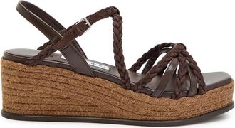 Jimmy Choo London Nyra 60 Braided Leather Espadrille Sandals - Brown - 36 (IT36/ UK3)