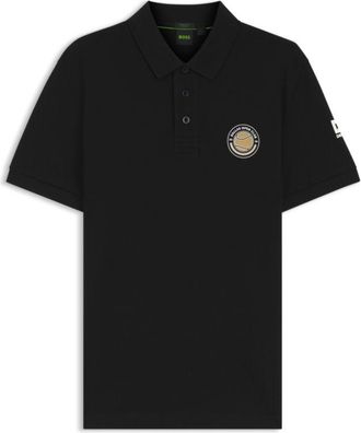 BOSS Cotton-piqu&eacute; polo shirt with tennis artwork