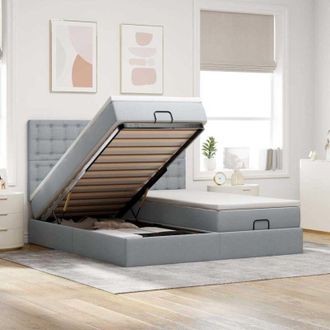 vidaXL Estructura De Cama Otomana Colchones Tela Gris Claro 180x200cm Vidaxl