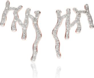 Monica Vinader Rose Gold Riva Waterfall Diamond Earrings Diamond