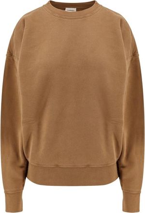 Saint Laurent Bruine Geribbelde Trui Italiaans Katoen - Dames - Sweatshirts - Bruin - M - Katoen - Hoodies & sweatvesten