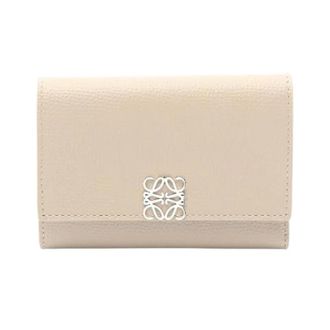 Loewe Pre-owned Wallets, female, Beige, Size: ONE SIZE Pre-owned Anagram Vertical Wallet Small trifold wallet