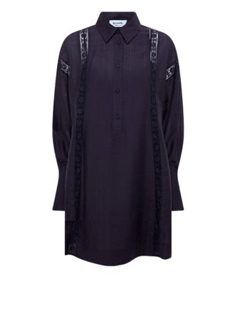 Blugirl Short Lyocell Dress With Lace Trims And Shirt Collar