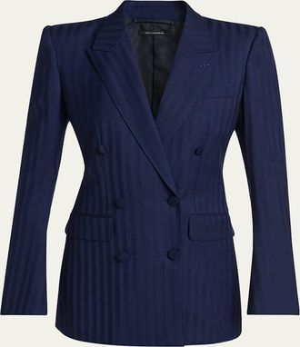 Tom Ford Tonal Striped Jacquard Single-Breasted Jacket