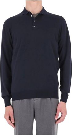 Drumohr Polo en lana extrafina super 140s - Knitwear - Hombre - Azul - 2XL
