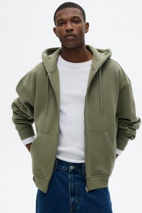 H&M Loose-fit Hooded Jacket in Khaki Green at Nordstrom, Size Xx-Large