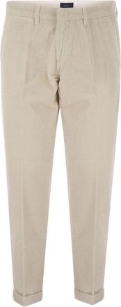 Fay Capri Slim-Fit Corduroy Trousers With Turned-Up Hem