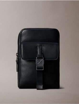 Calvin Klein Mens Emblem Logo Sling Bag - Black