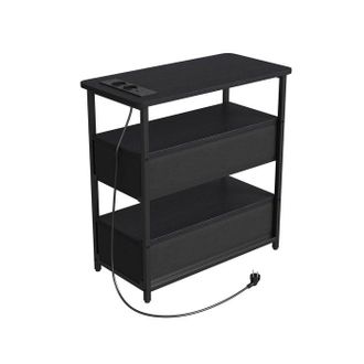 OEM Mesita De Noche - Pocketpop - 2 Cajones - Led Multicolor Ajustable Y Funci&oacute;n De Carga - Estilo Contempor&aacute;neo - Negro