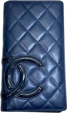 Chanel Navy Leather Long Wallet (Bi-Fold) (Pre-Owned)
