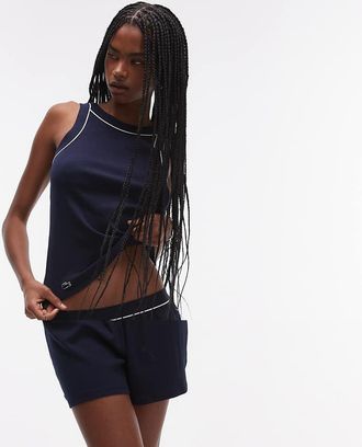 Lacoste Pigiama color blu navy con canotta e pantaloncini