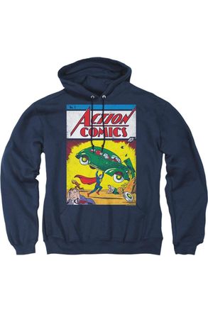 Gildan Superman Action No. 1 Adult Pull Over Hoodie / Hooded Sweatshirt