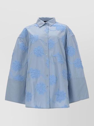 Rotate oversize shirt dress floral embroidery tie waist