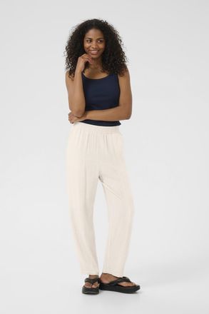 Kaffe Casual broek Regular fit Light Sand Linen sand